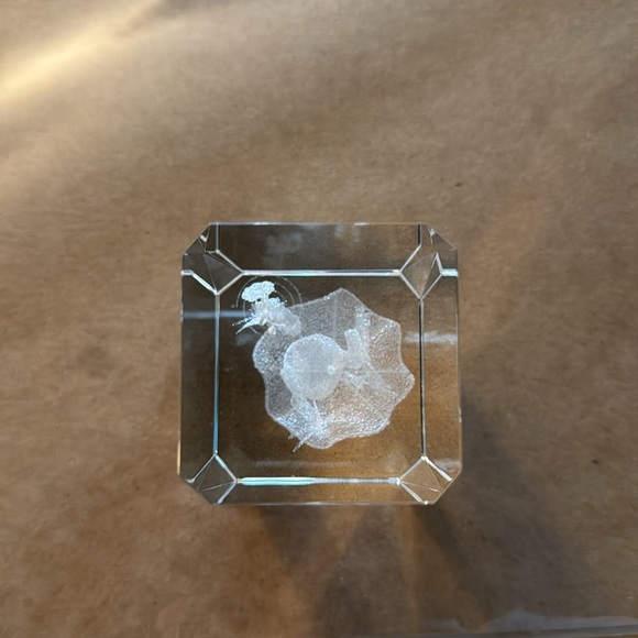 Encased Etched Glass Frog and Dragonfly Crystal w/glass base - Picture 8 of 9